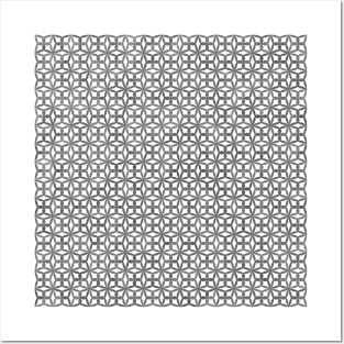 Geometric Flower Petal Pattern (Grey) Posters and Art